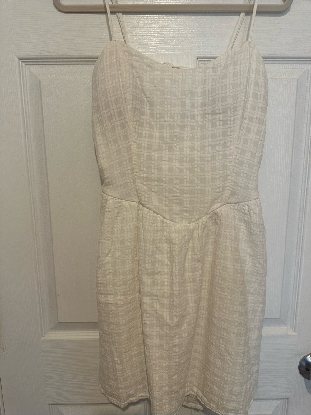Hollister Cream Textured Spaghetti-Strap Mini Dress